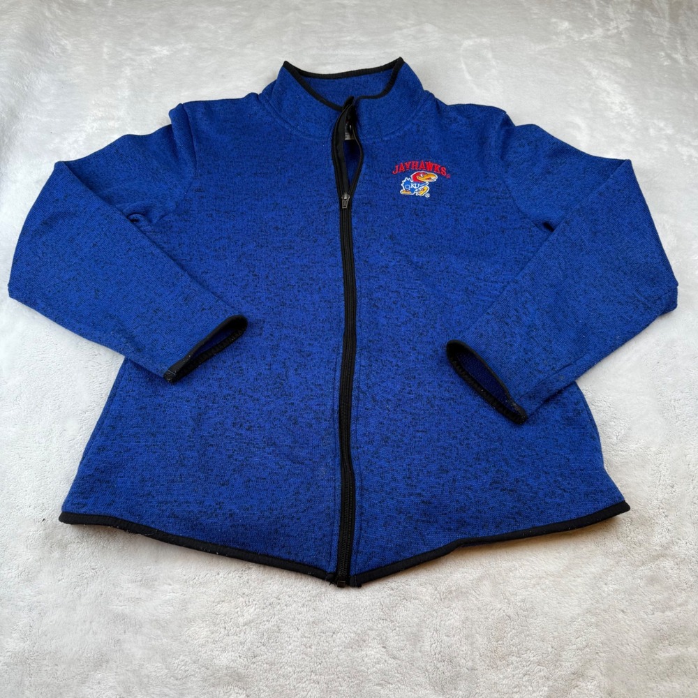 Kansas Jayhawks Ladies Fleece Full Zip Jacket XL 16 18 Blue KU Athletics